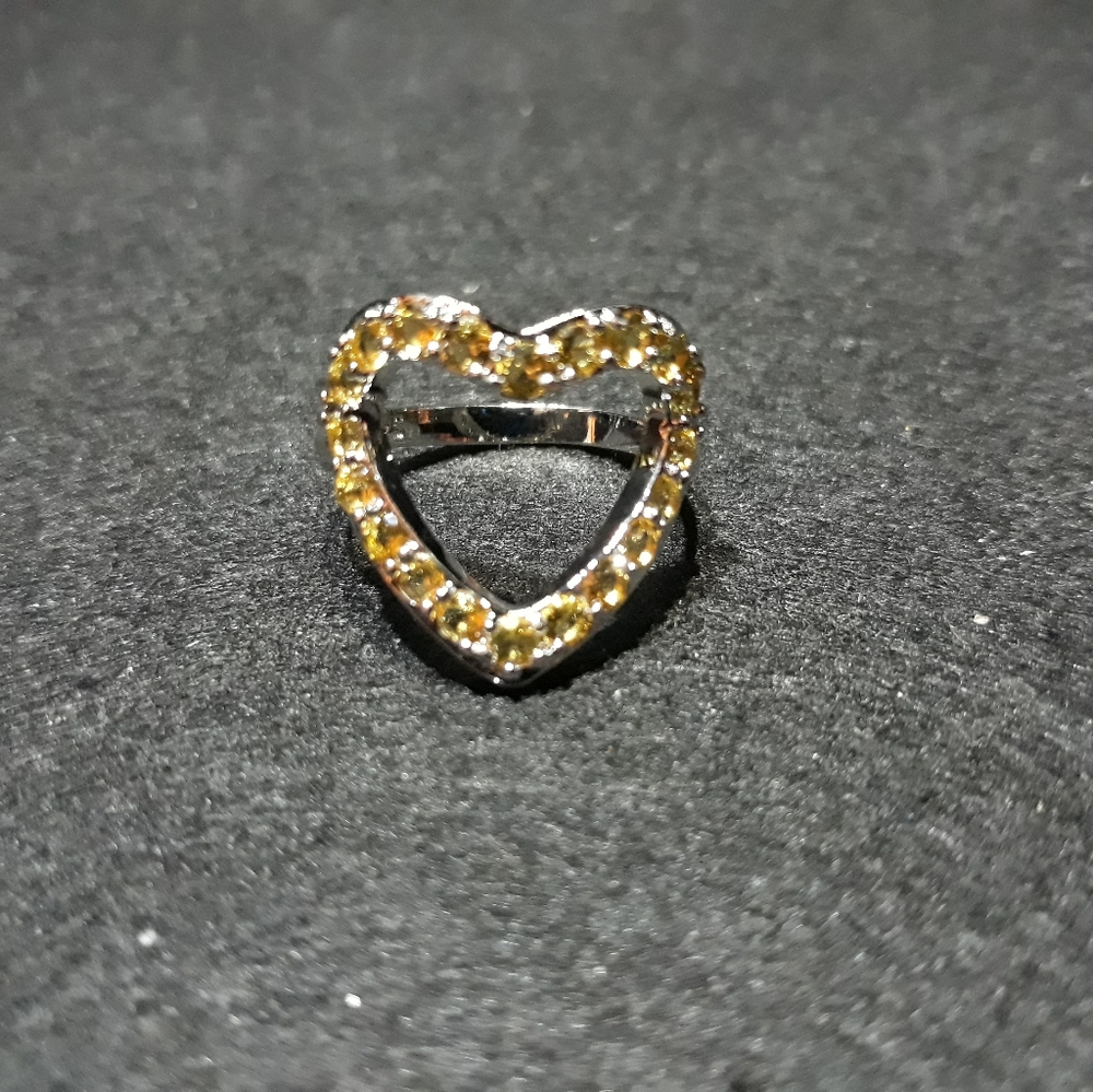 Simulated Citrine Open Heart Ring N10